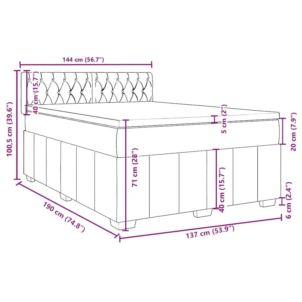 Double Bed Frame with Pocket Sprung Mattress and Removable Topper Black Fabric