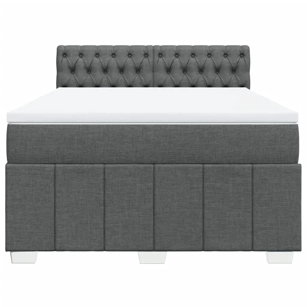 Double Bed Frame with Pocket Sprung Mattress and Removable Topper Black Fabric
