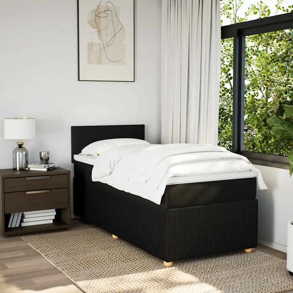 Box Spring Bed Pocket Spring Mattress King Single Black Fabric Frame