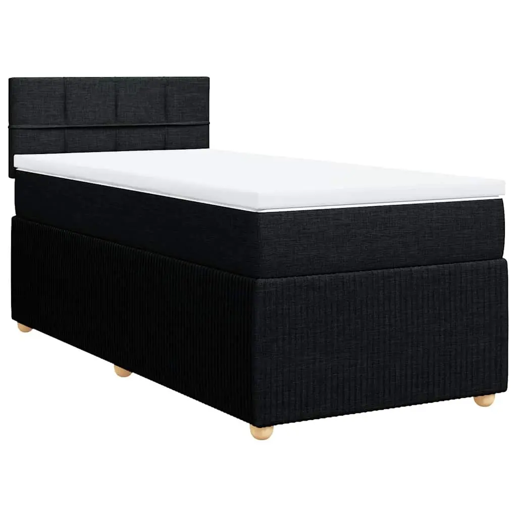Box Spring Bed Pocket Spring Mattress King Single Black Fabric