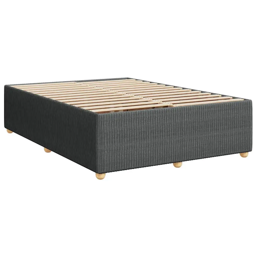 Queen Box Spring Bed Pocket Spring Mattress Dark Grey Fabric