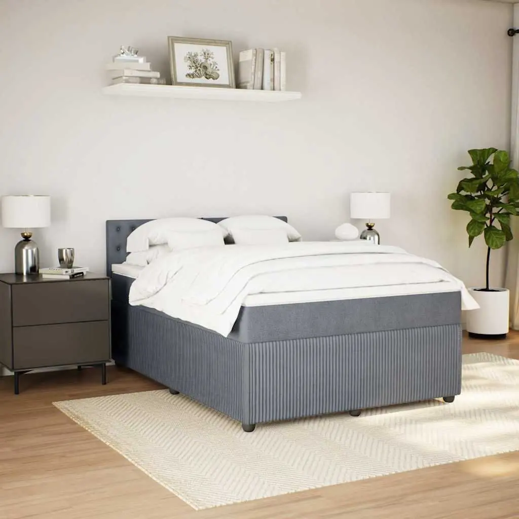 Double Bed Pocket Spring Mattress Grey Velvet Upholstered Frame