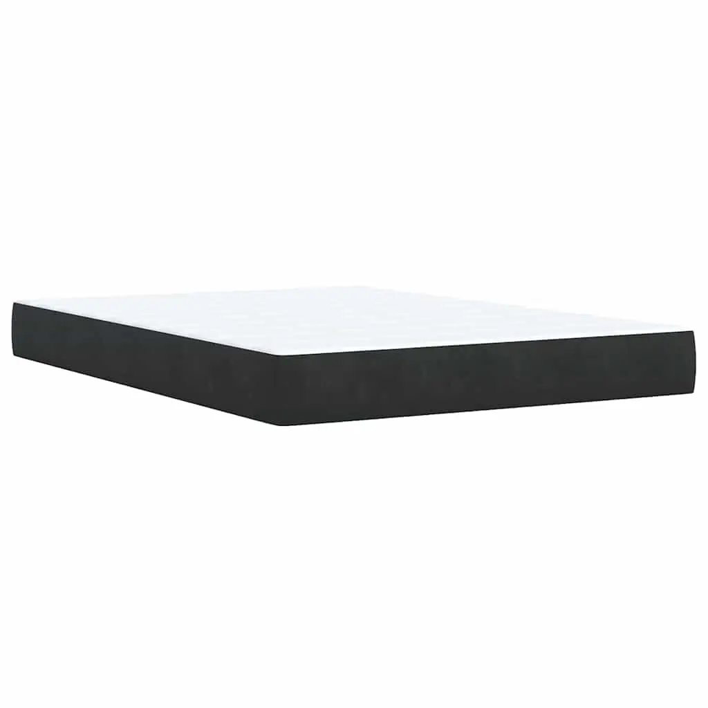 Double Box Spring Bed with Pocket Spring Mattress LED Lights Black Velvet