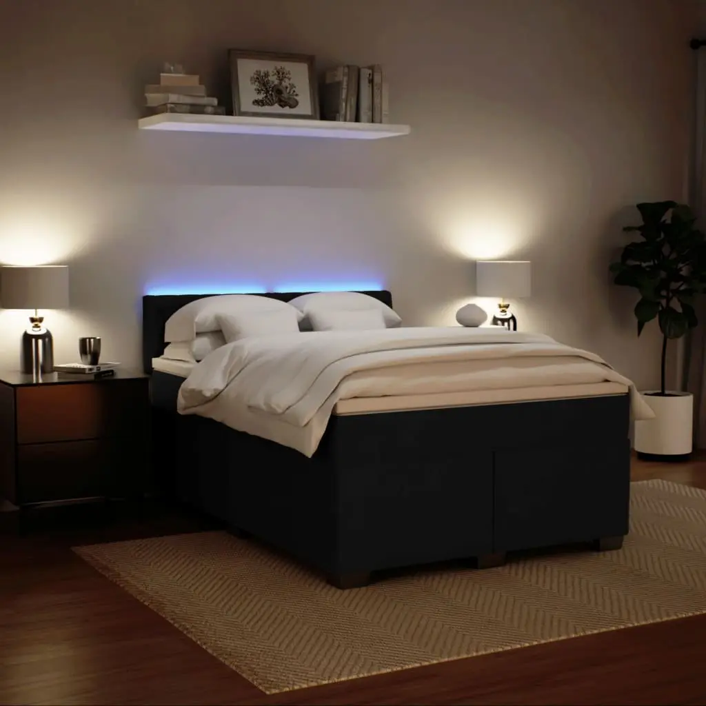 Queen Size Box Spring Bed with Pocket Spring Mattress Black Velvet