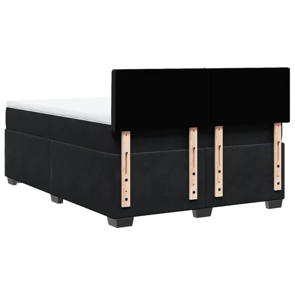Queen Box Spring Bed Pocket Sprung Mattress Adjustable LED Lights Black Velvet