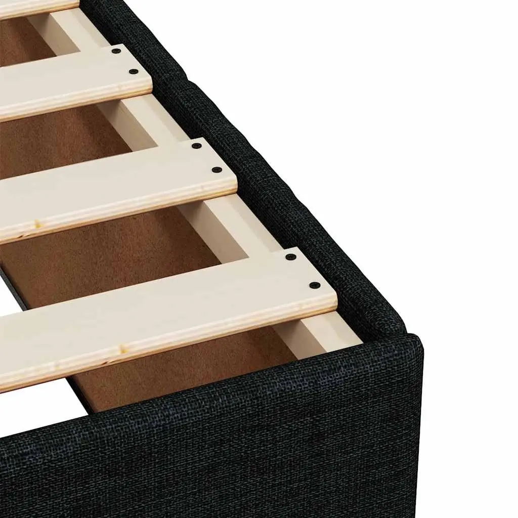 Double Box Spring Bed with Pocket Mattress LED Lights Black Fabric Frame