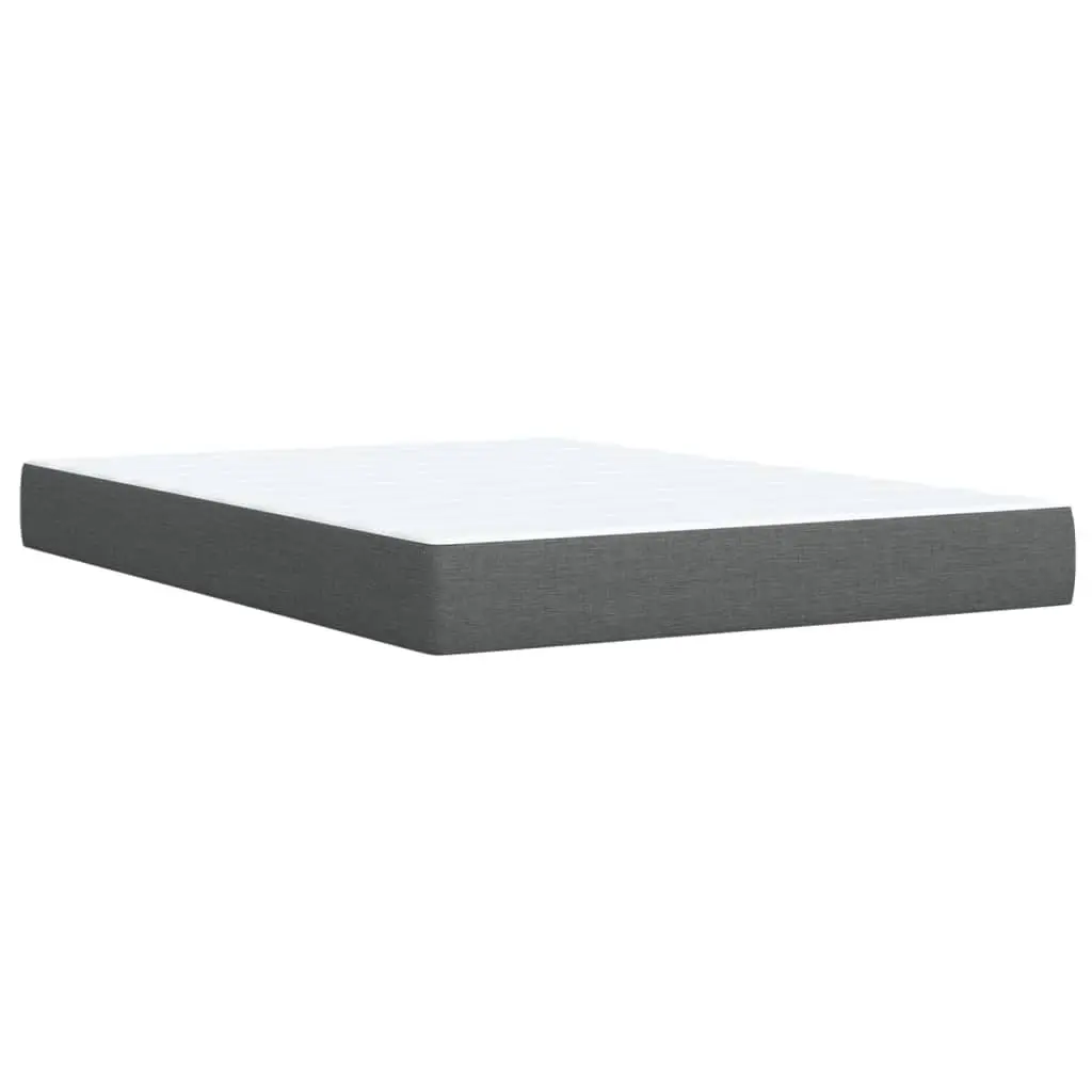 Box Spring Bed with Pocket Spring Mattress Adjustable LED Lights Grey Fabric
