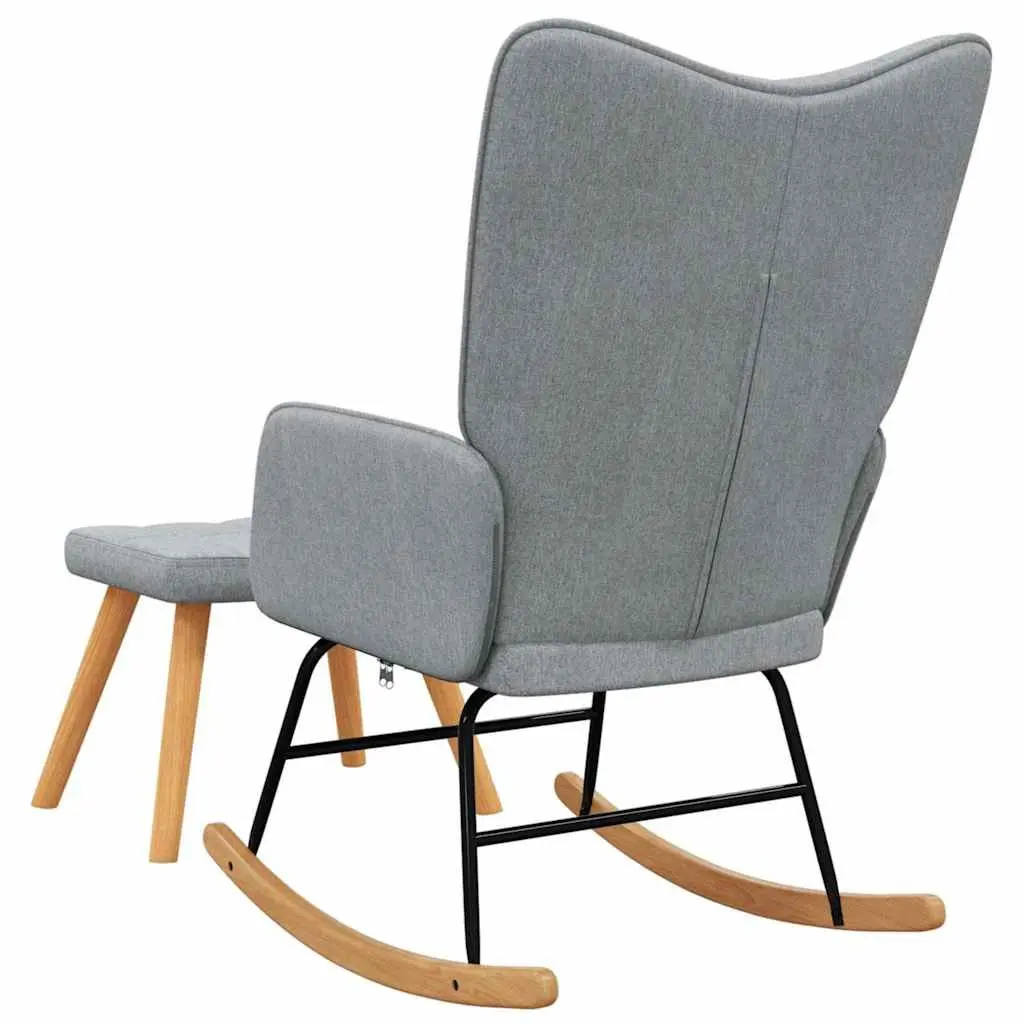 Rocking Chair Grey Fabric Padded Foam Seat with Stool