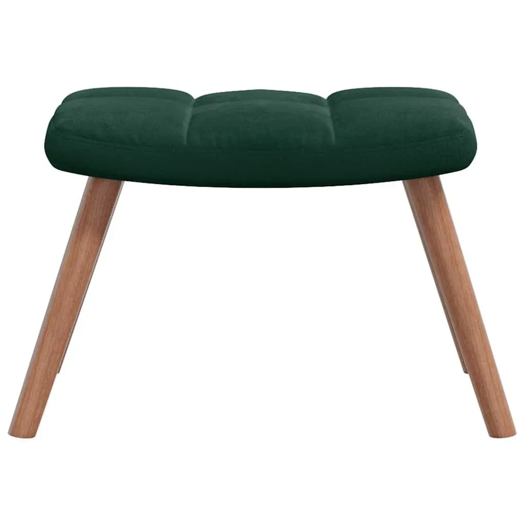 Armchair Dark Green Velvet Padded Relaxing Chair with Footstool