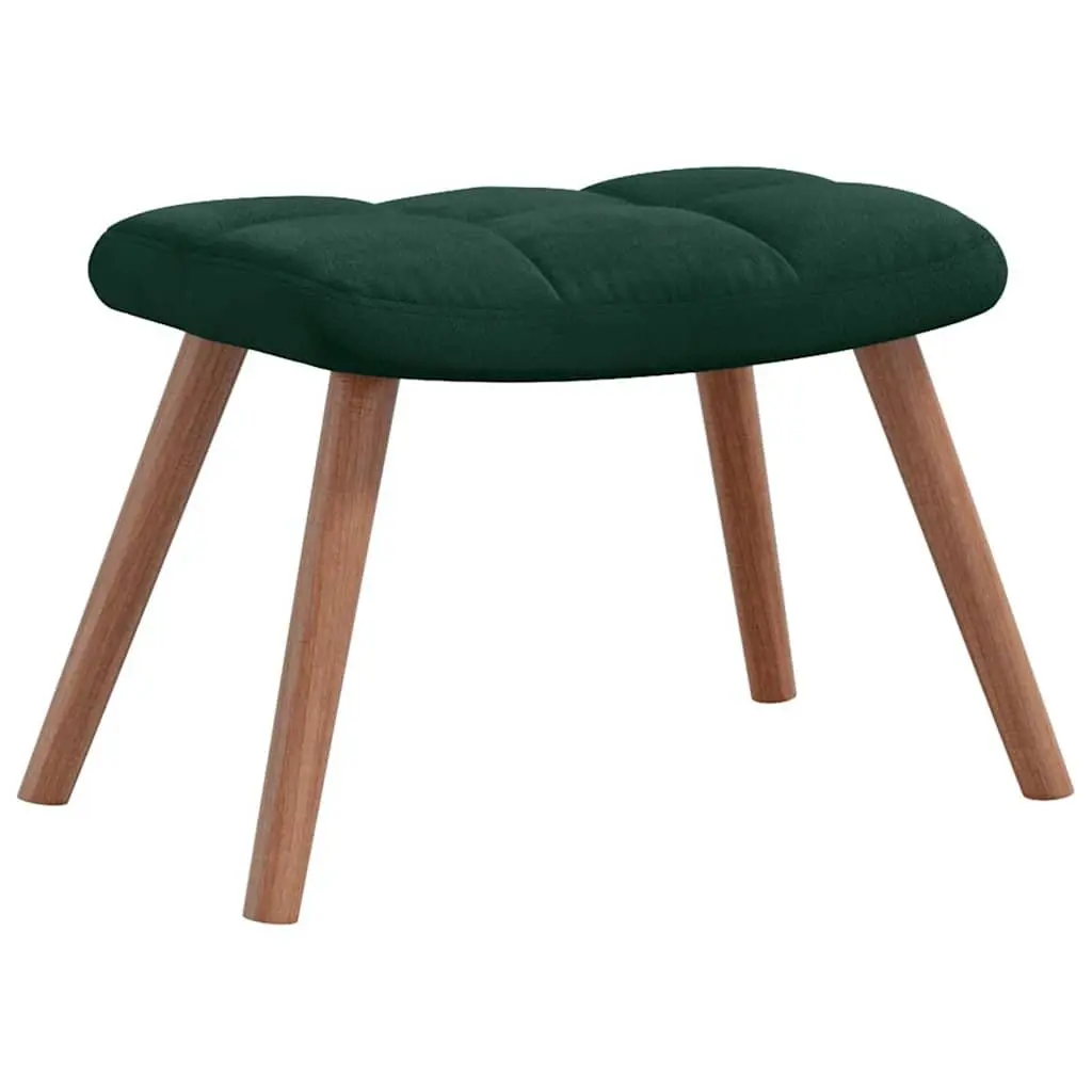 Armchair Dark Green Velvet Padded Relaxing Chair with Footstool