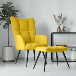 Relaxing Armchair with Stool Velvet Padded Foam Seat Modern Lounge Chair