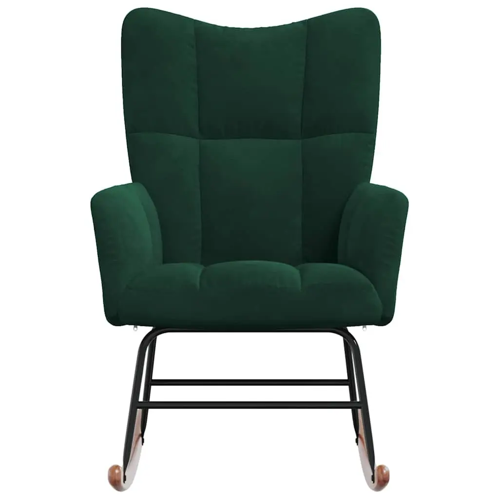 Rocking Chair Velvet Upholstered Padded Green Modern Living Room