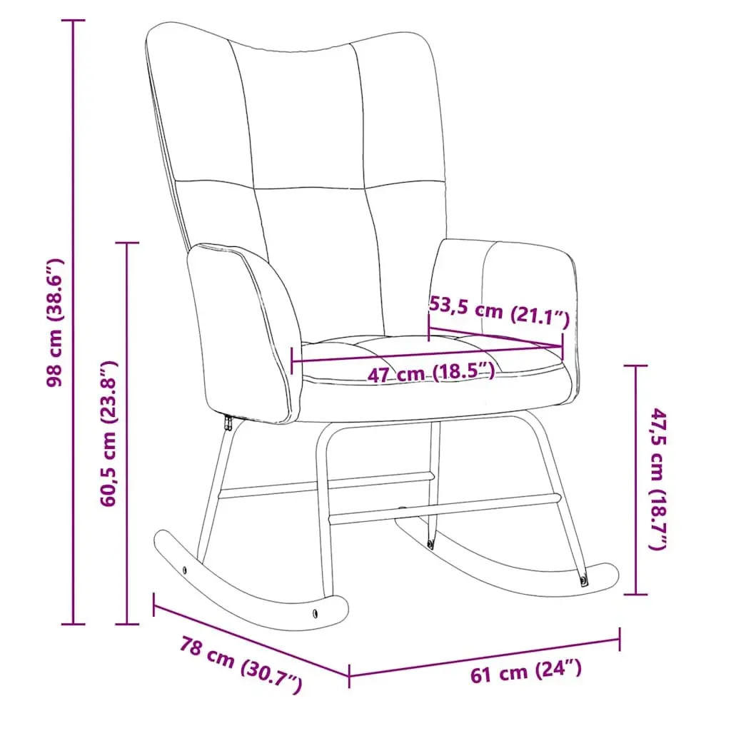 Rocking Chair Velvet Upholstered Padded Green Modern Living Room