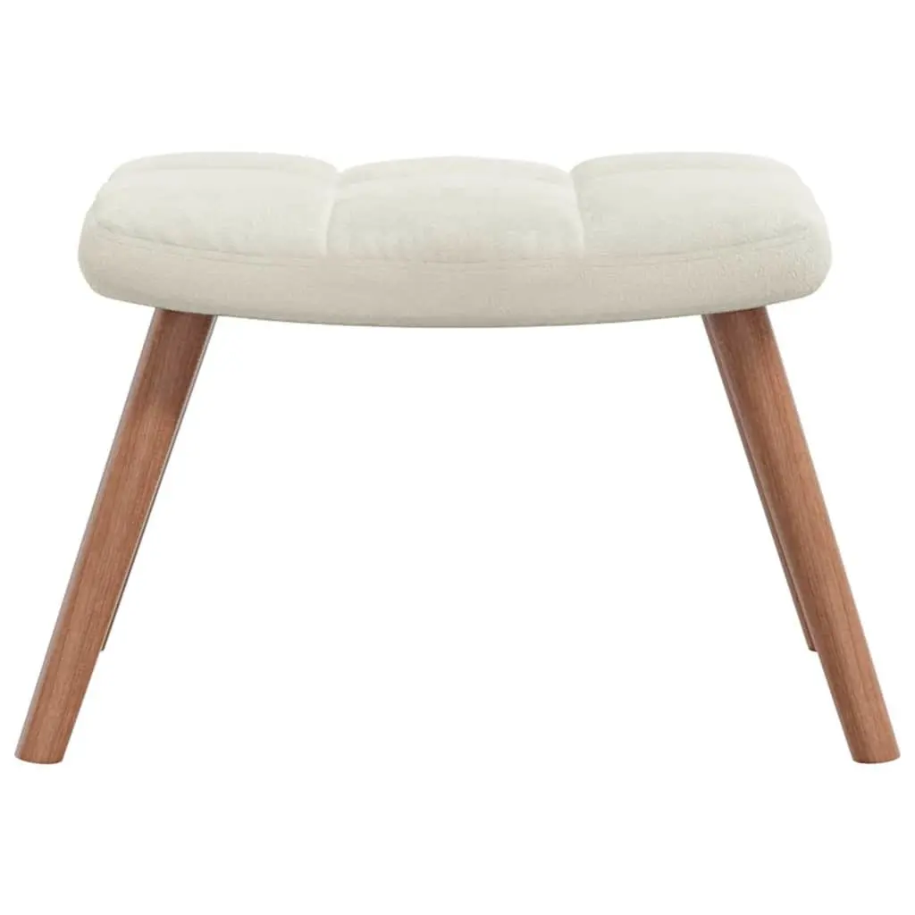 Rocking Chair with Stool Velvet Cream White Thickly Padded Foam Armchair