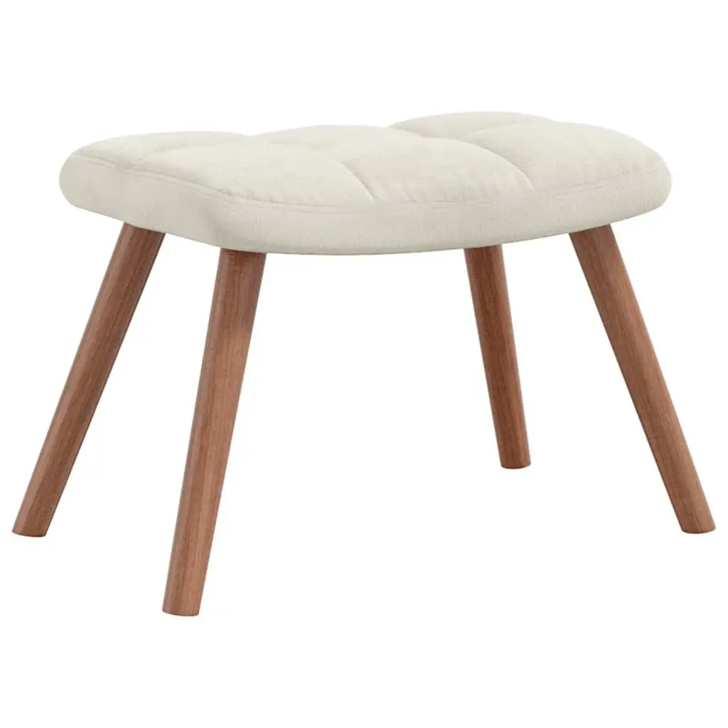 Rocking Chair with Stool Velvet Cream White Thickly Padded Foam Armchair