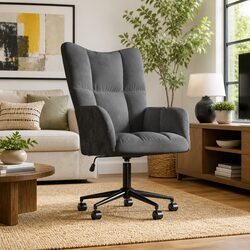 Relaxing Arm Chair Grey Velvet Swivel Adjustable Height Office Living Room