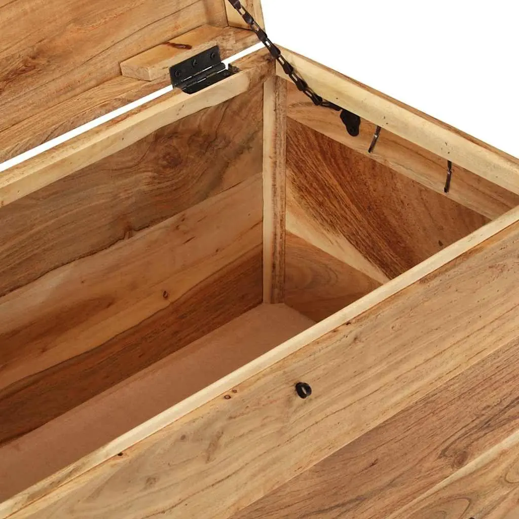 Storage Chest Solid Acacia Wood Brown Wooden Box Latch Handles