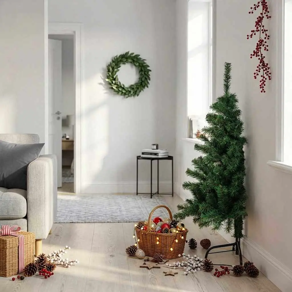 Artificial Half Christmas Tree Green 120cm Wall-Mount Seasonal Holiday