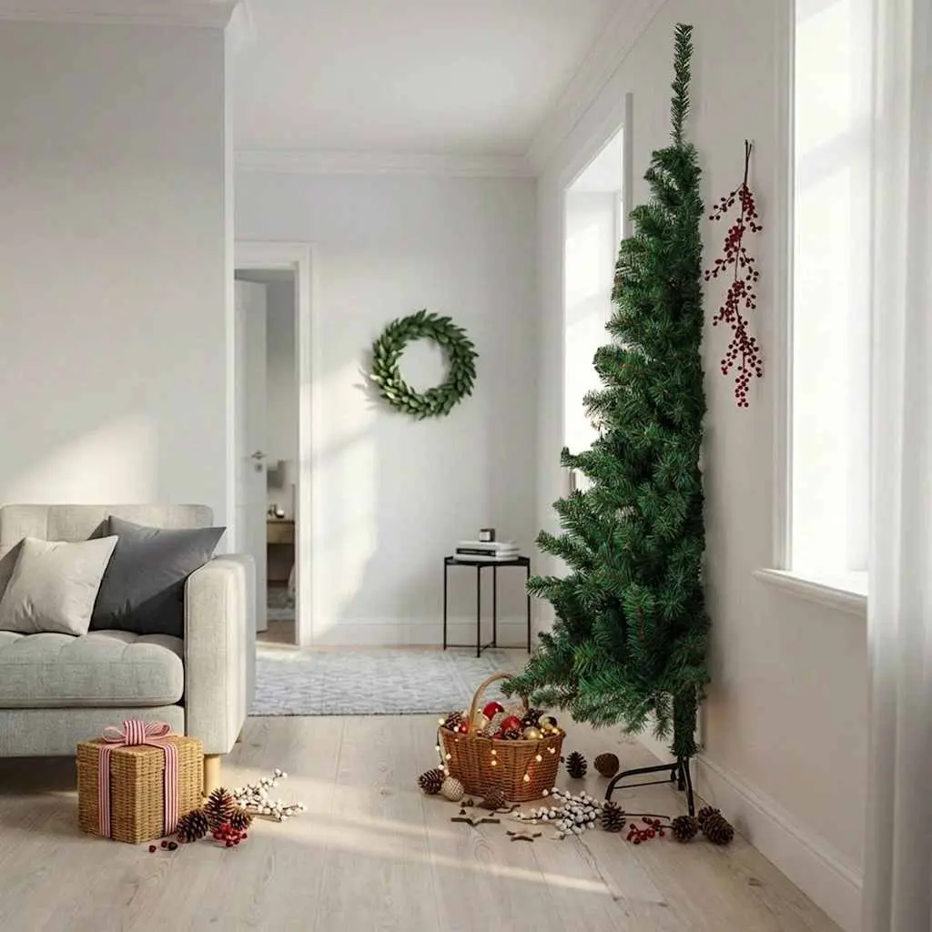 Artificial Half Christmas Tree Wall-Mount 240cm Green PVC