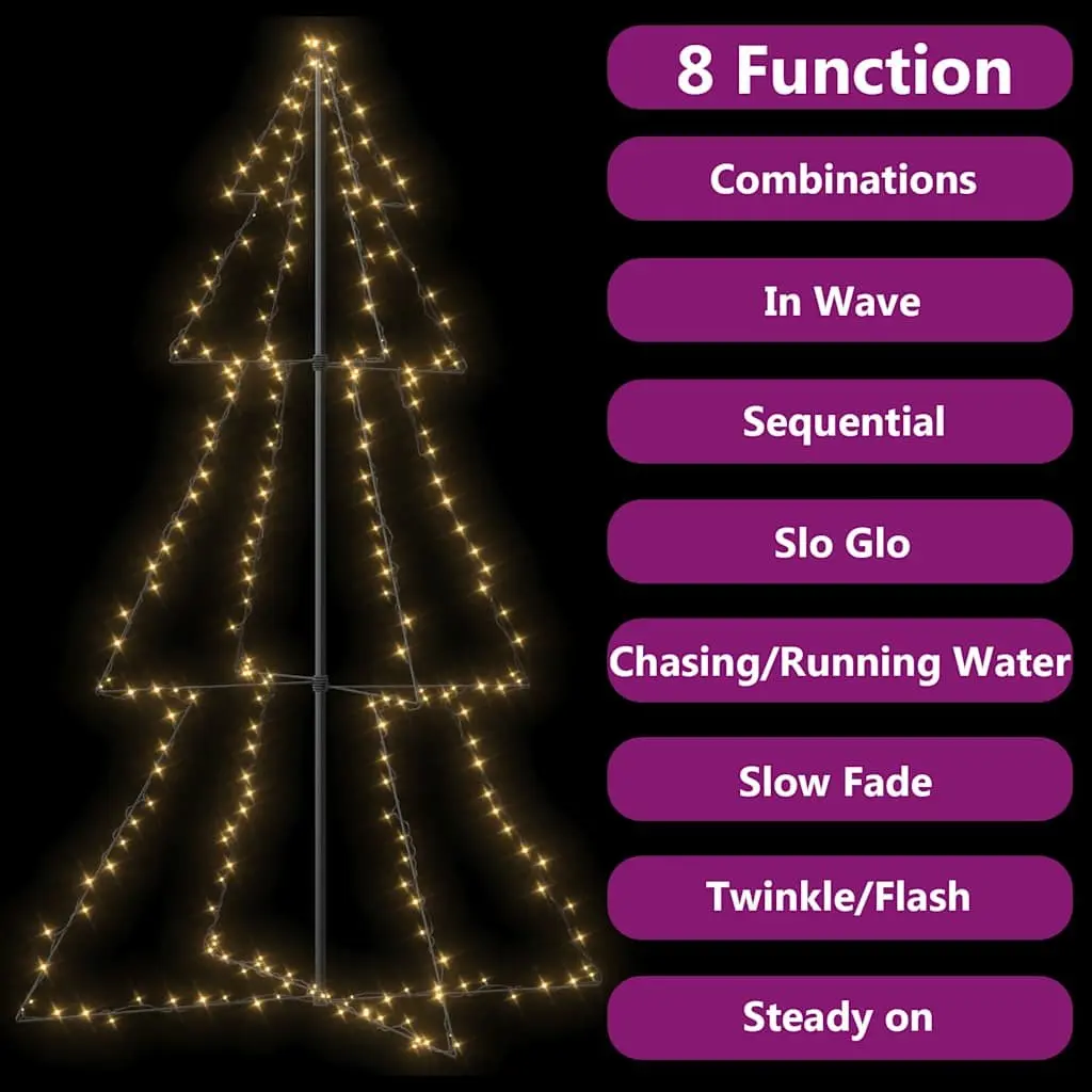 Christmas Cone Tree 240 LEDs 8 Lighting Effects 118x180cm White