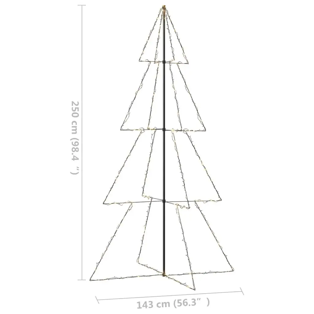 Christmas Cone Tree 360 LED Lights 250cm White Indoor Outdoor Decoration