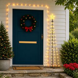 Christmas Cone Tree 70 Warm White LEDs Decoration Indoor Outdoor Garden Holiday