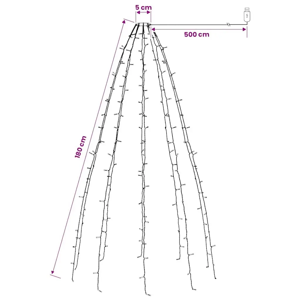 Christmas Tree Net Lights 180 LEDs Cold White 180cm 8 Effects Indoor Outdoor