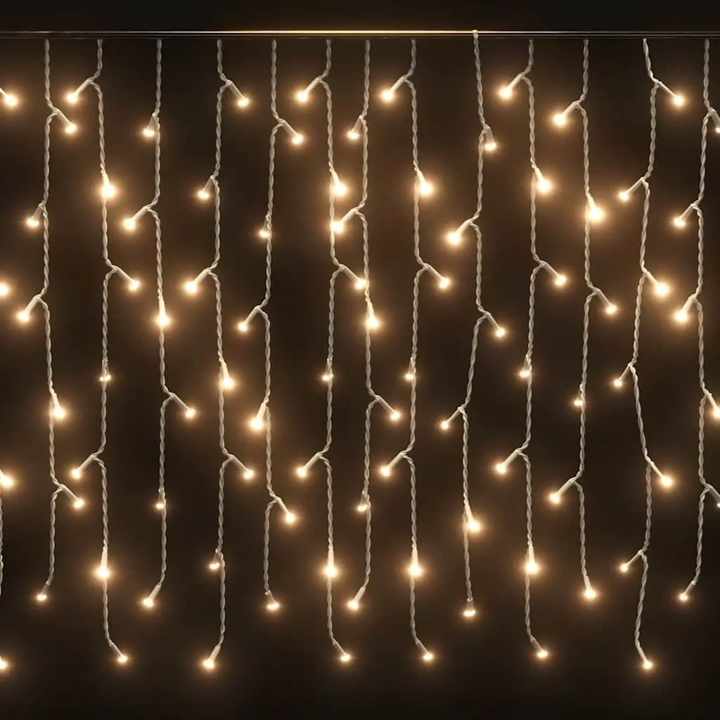 LED Curtain Icicle Lights 10m 400 LEDs Warm White 8 Function Lighting