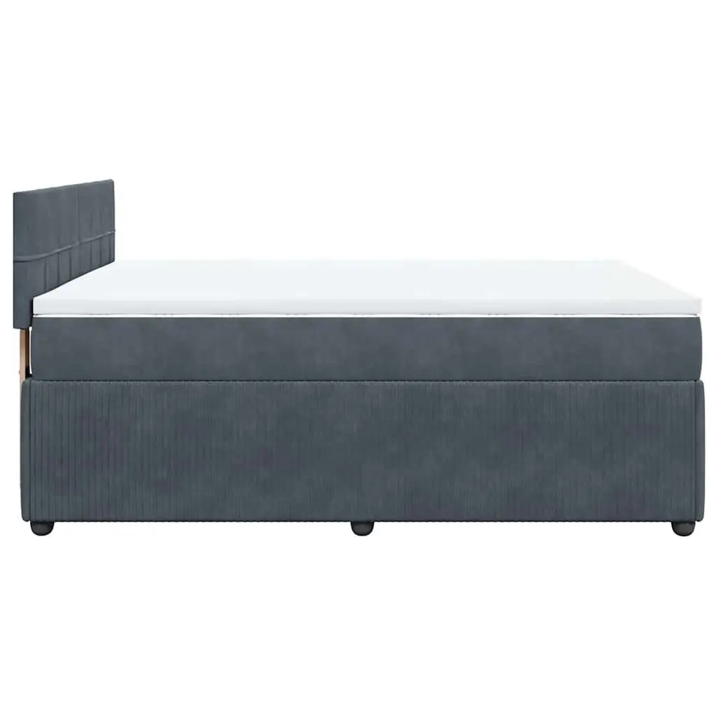 Queen Box Spring Bed Pocket Spring Mattress LED Lights Grey Velvet