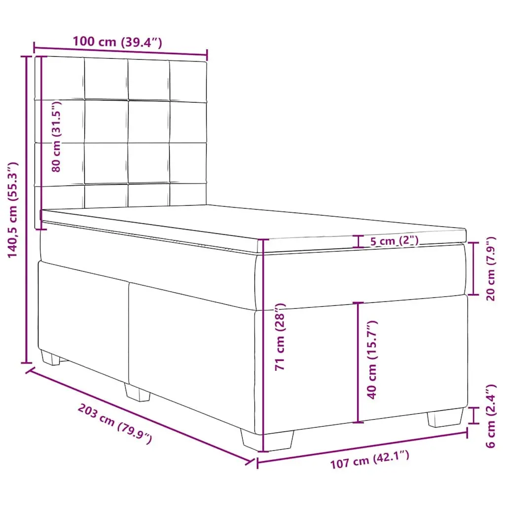 King Single Box Spring Bed with Pocket Mattress Height Adjustable Headboard