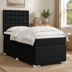 King Single Box Spring Bed with Pocket Mattress Height-Adjustable Headboard