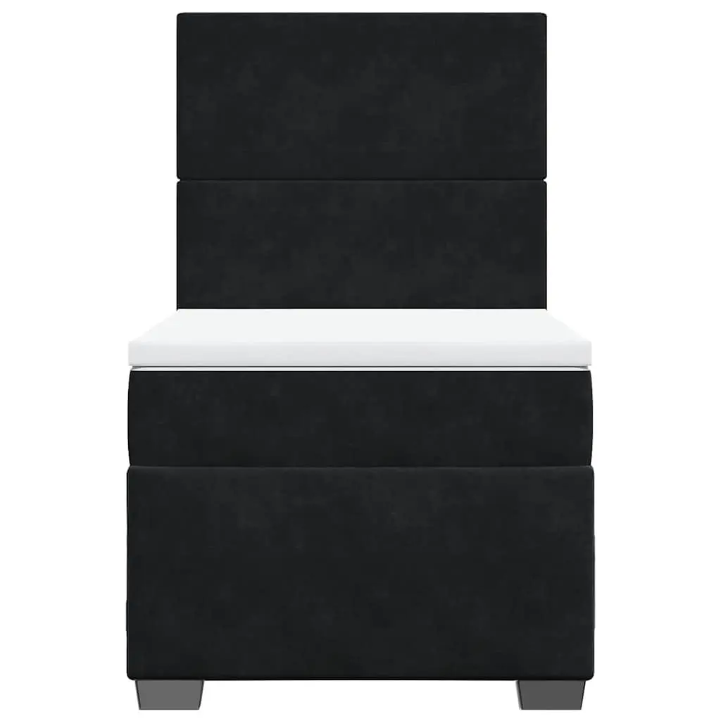 Box Spring Bed with Pocket Mattress King Single Black Velvet Adjustable