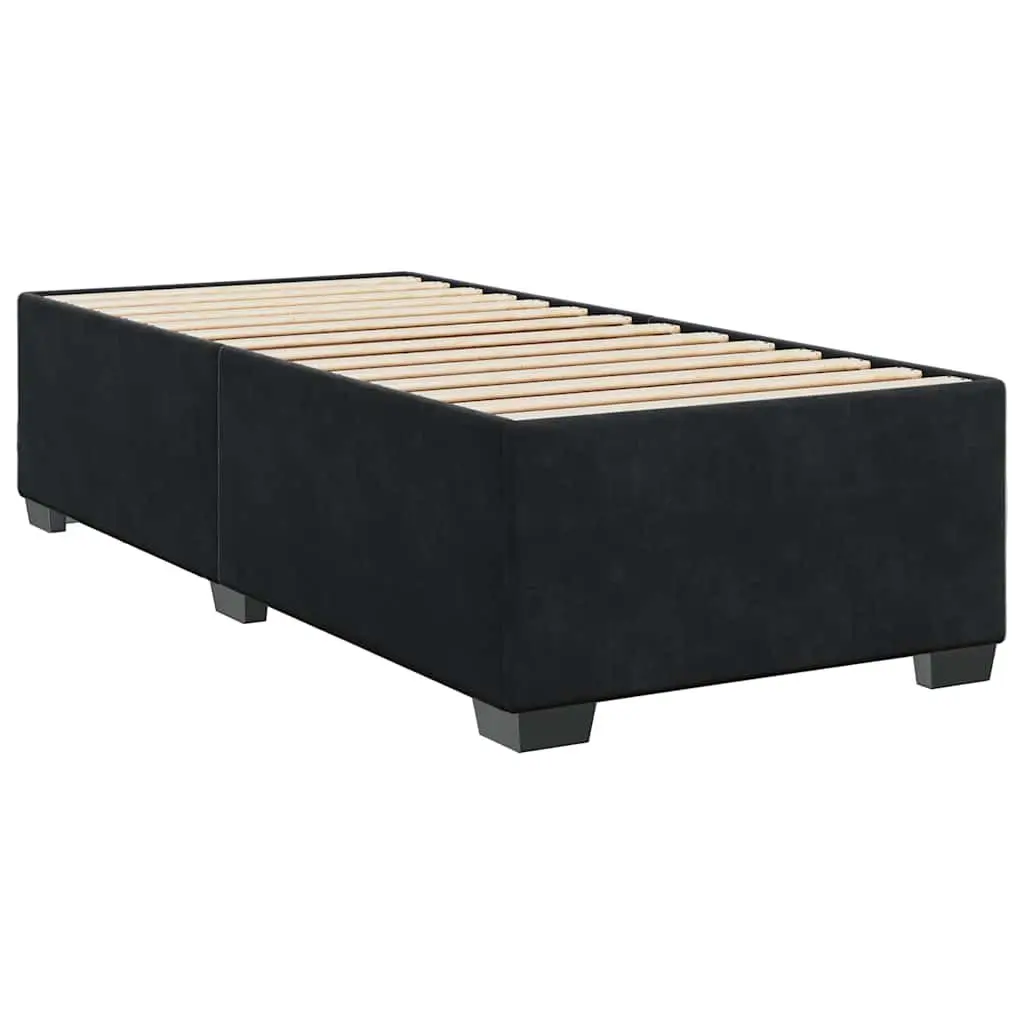 Box Spring Bed with Pocket Mattress King Single Black Velvet Adjustable