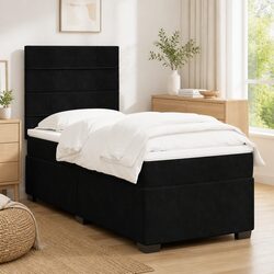 King Single Box Spring Bed with Pocket Mattress Height-Adjustable Headboard