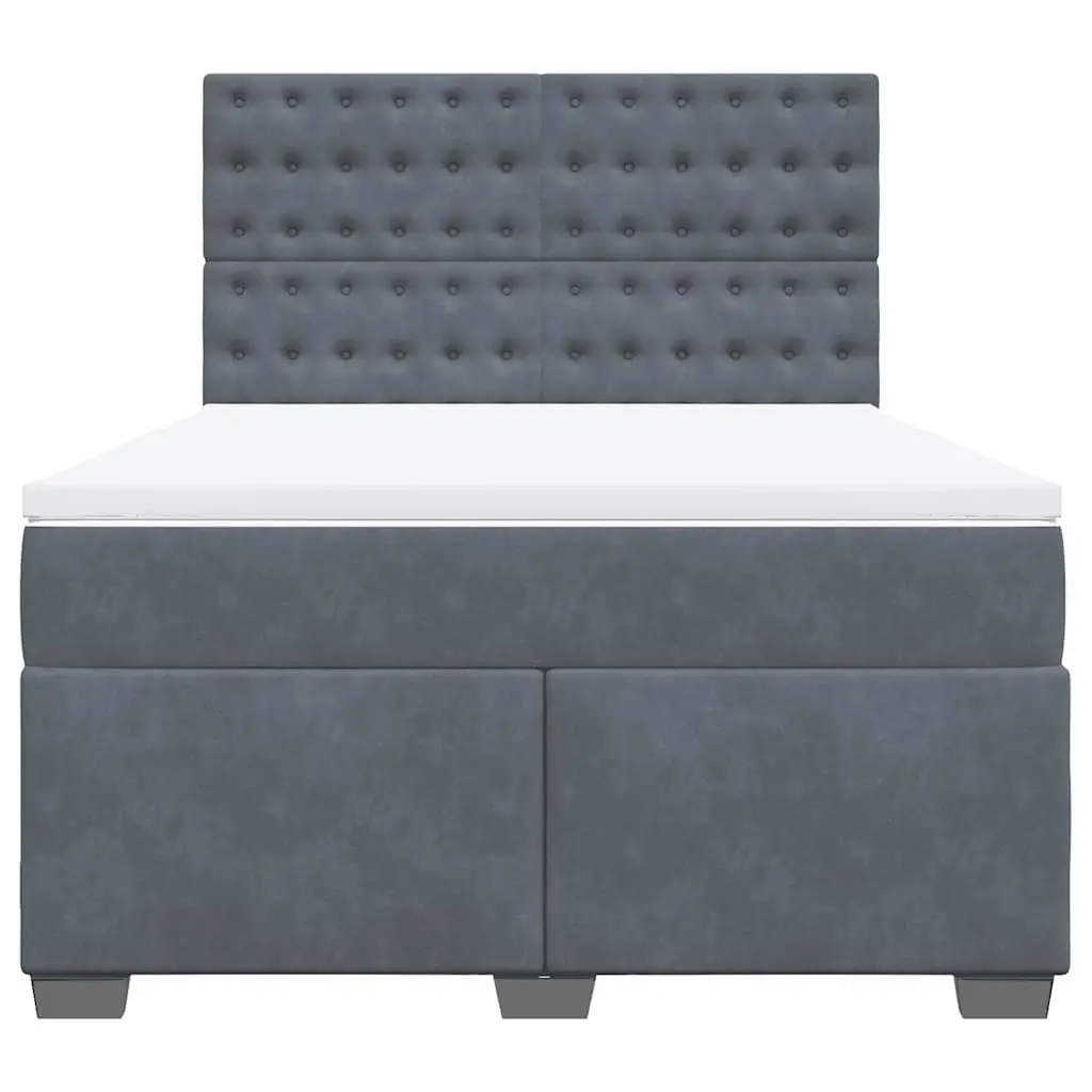 Double Box Spring Bed Pocket Sprung Mattress Grey Velvet Adjustable