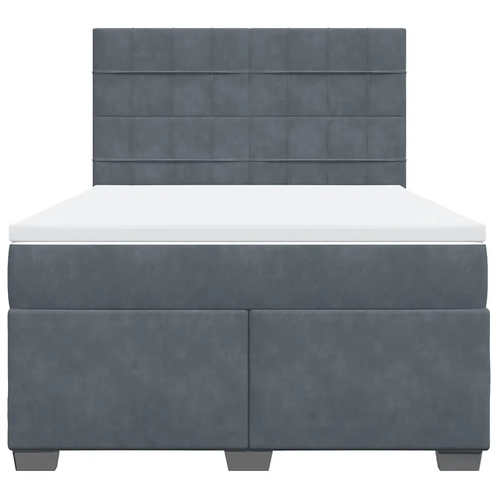 Queen Box Spring Bed Pocket Spring Mattress Height Adjustable Headboard Grey Velvet