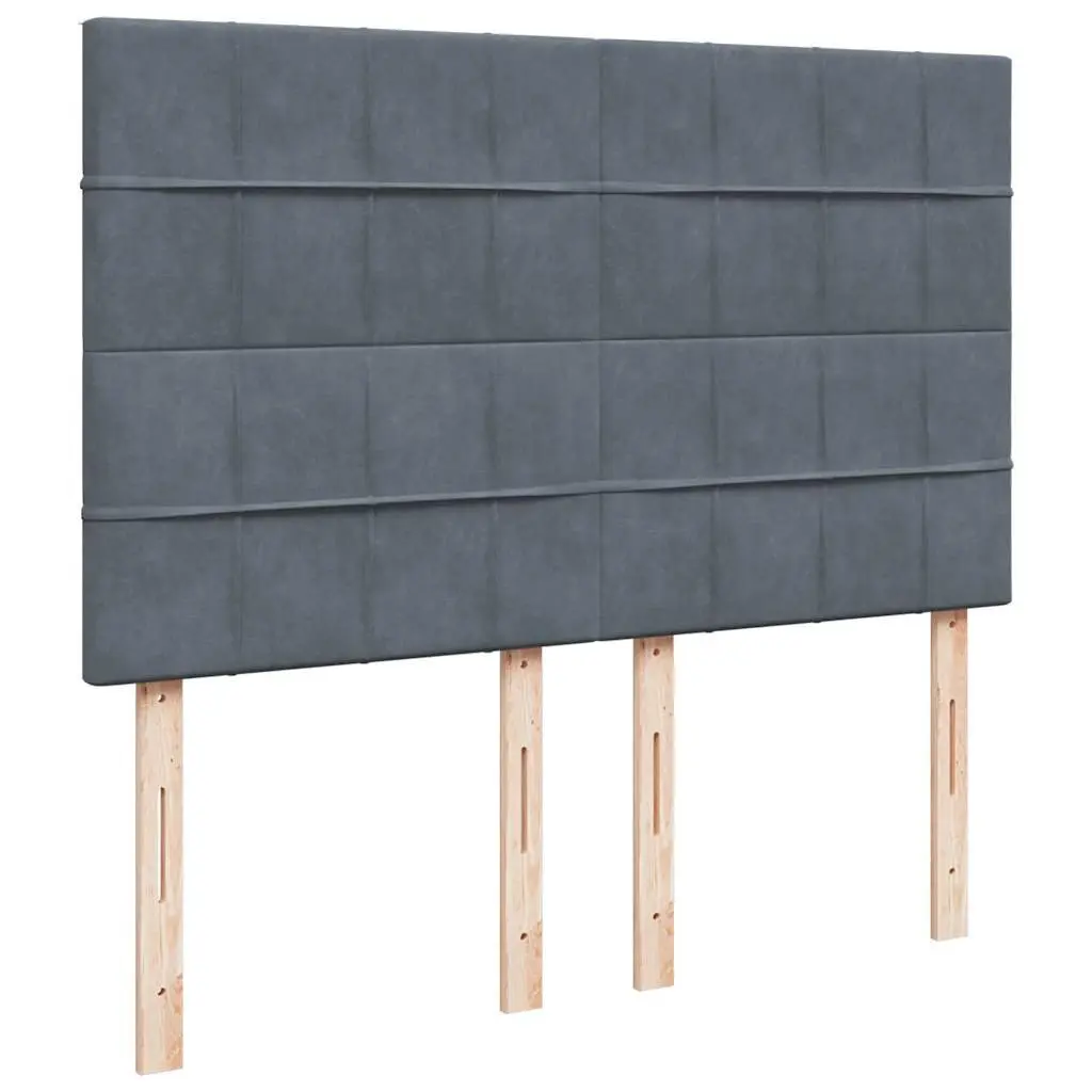 Queen Box Spring Bed Pocket Spring Mattress Height Adjustable Headboard Grey Velvet