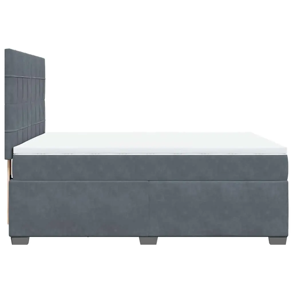 Queen Box Spring Bed Pocket Spring Mattress Height Adjustable Headboard Grey Velvet