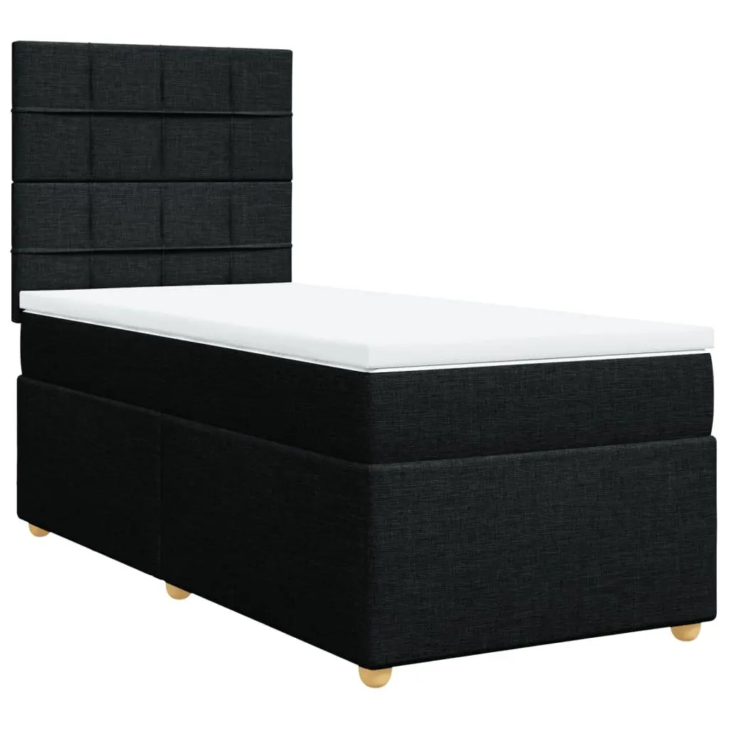 Box Spring Bed Pocket Spring Mattress King Single Black Fabric Headboard