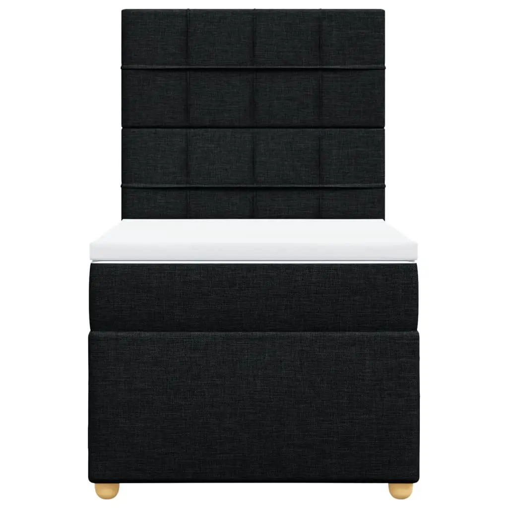 Box Spring Bed Pocket Spring Mattress King Single Black Fabric Headboard