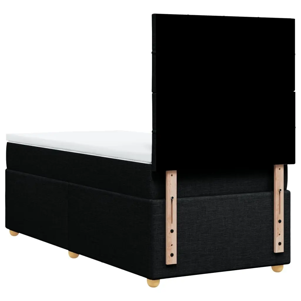 Box Spring Bed Pocket Spring Mattress King Single Black Fabric Headboard