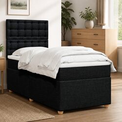 King Single Box Spring Bed with Pocket Mattress Height-Adjustable Headboard