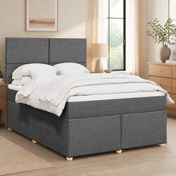 Double Box Spring Bed with Pocket Spring Mattress Height-Adjustable Headboard