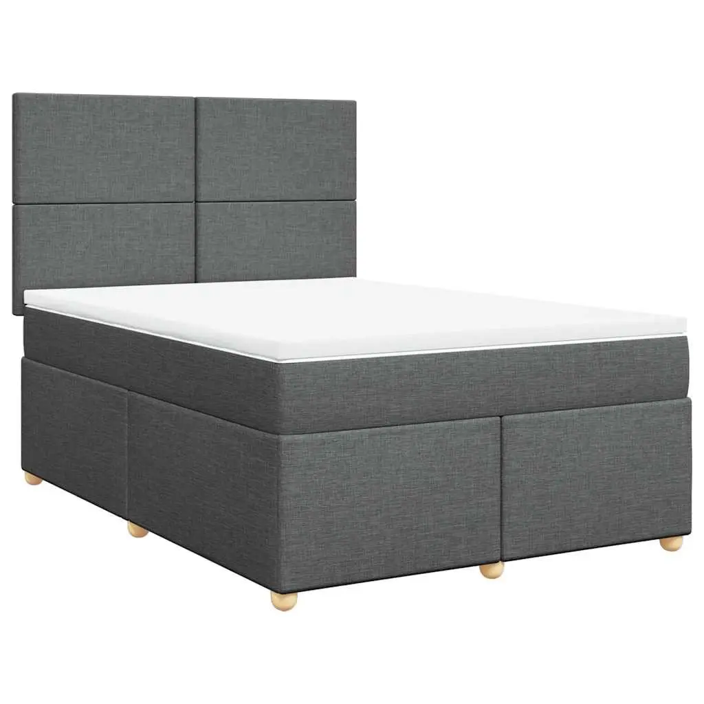Queen Box Spring Bed Pocket Spring Mattress Height-Adjustable Headboard Grey