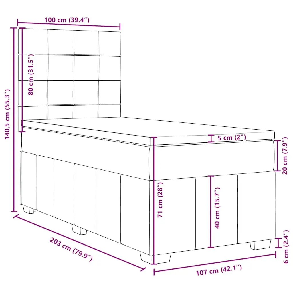 King Single Box Spring Bed with Pocket Mattress Height-Adjustable Headboard