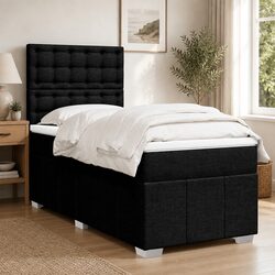 King Single Box Spring Bed with Pocket Mattress Height-Adjustable Headboard