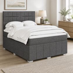 Queen Box Spring Bed with Pocket Sprung Mattress Grey Fabric Adjustable