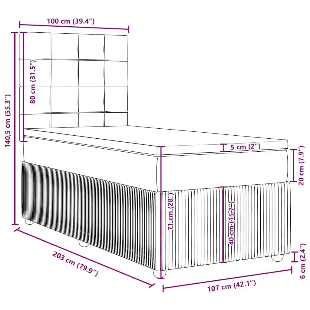 King Single Box Spring Bed with Pocket Mattress Height Adjustable Headboard