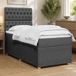 King Single Box Spring Bed with Pocket Mattress Height Adjustable Headboard