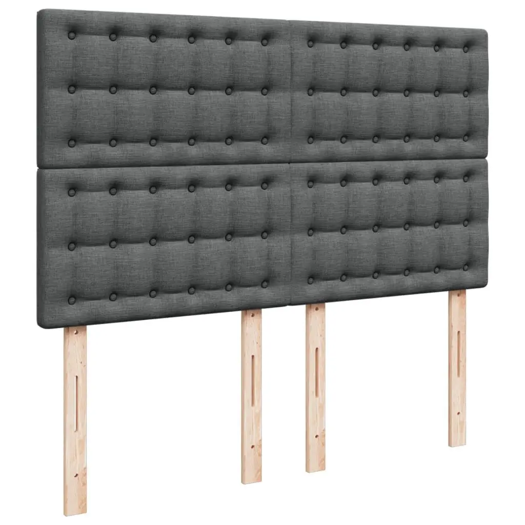 Queen Box Spring Bed Pocket Spring Mattress Adjustable Headboard LED Light Grey Fabric